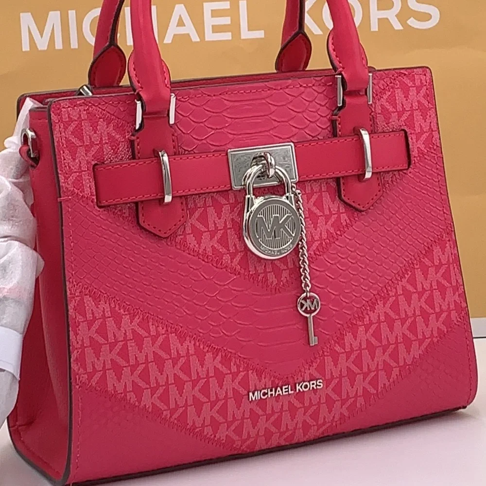 Michael Kors Hamilton Small Satchel Shoulder Crossbody Bag  Electric Pink Multi